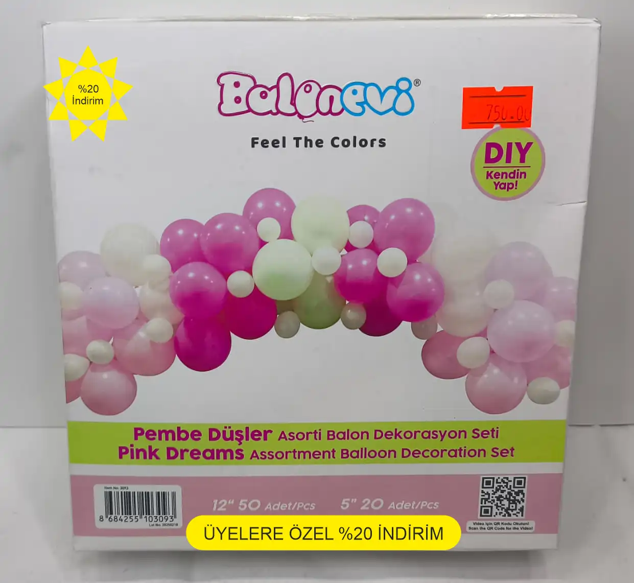 asorti balon dekarasyon pembe düşler temalı